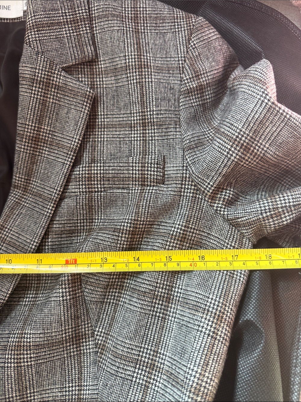 Anne Fontaine Gray Plaid Blazer with Brown Windowpane - Picture 9 of 11